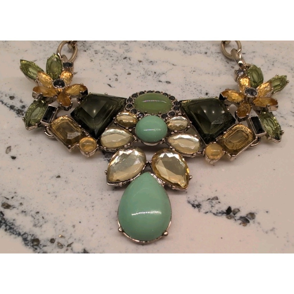 J Crew Multicolor Stone Statement Gold Tone Necklace NWT‎ - Picture 2 of 7